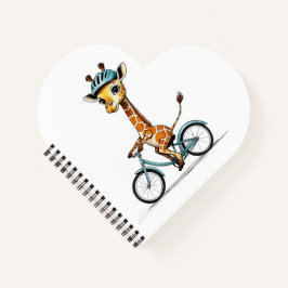 Giraffe die op een fiets rijdt – met de hand getek notitieboek