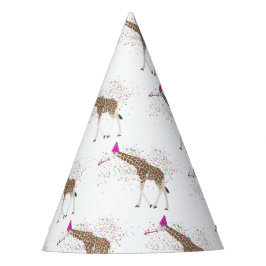 Giraffe die Safari-dieren met een partij bij de ov Feesthoedjes