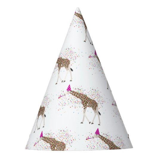 Giraffe die Safari-dieren met een partij bij de ov Feesthoedjes (Voorkant)