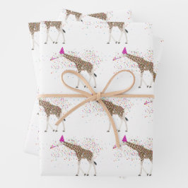Giraffe die Safari-dieren met een partij bij de ov Inpakpapier Vel