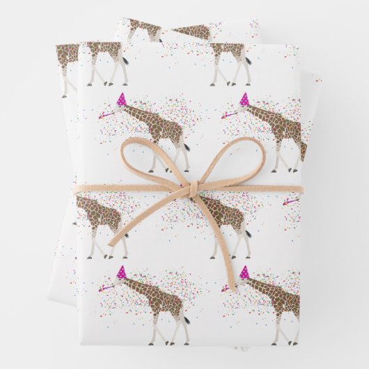 Giraffe die Safari-dieren met een partij bij de ov Inpakpapier Vel (In situ)