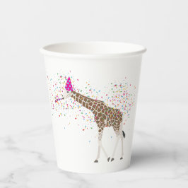 Giraffe die Safari-dieren met een partij bij de ov Papieren Bekers