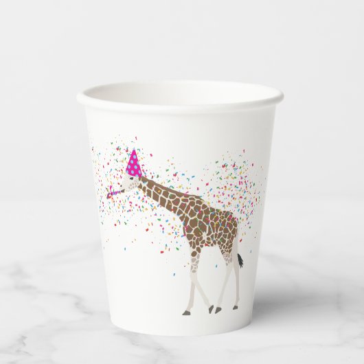 Giraffe die Safari-dieren met een partij bij de ov Papieren Bekers (Voorkant)