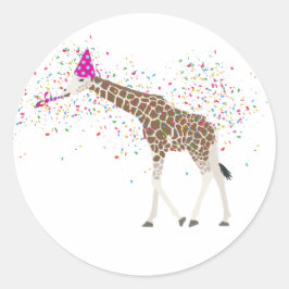 Giraffe die Safari-dieren met een partij bij de ov Ronde Sticker