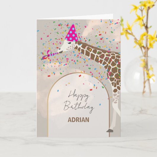 Giraffe die Safari-dieren op zaterdag koopt Kaart (Gele Bloem)