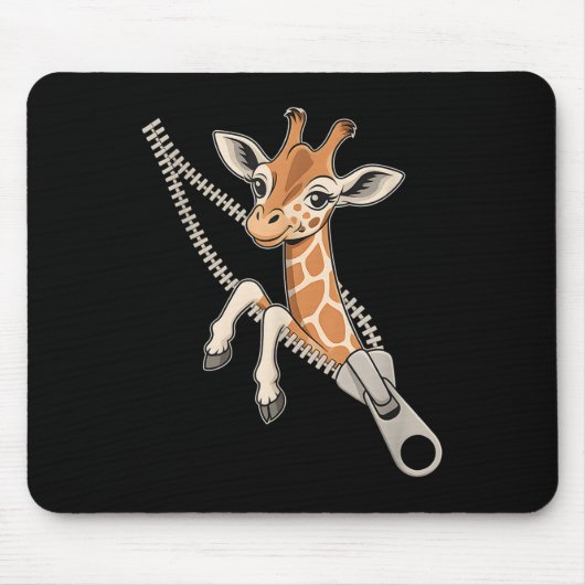 Giraffe die uit een rits komt muismat (Voorkant)