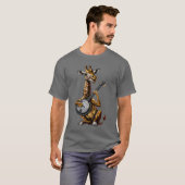 Giraffe Dier Bluegrass Banjo Speler jongen T-shirt (Voorkant volledig)