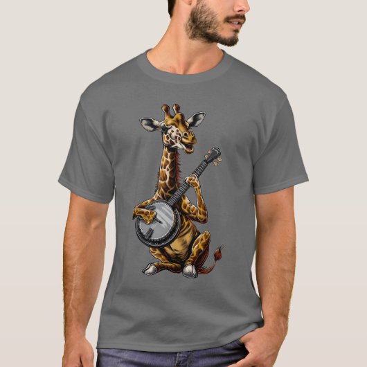 Giraffe Dier Bluegrass Banjo Speler jongen T-shirt (Voorkant)