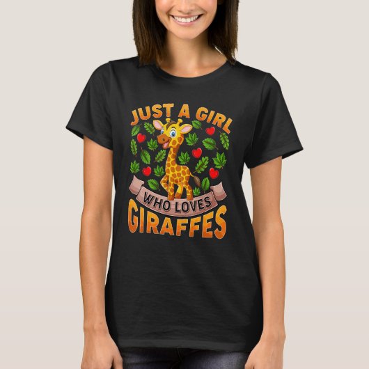 Giraffe Dier, gewoon een meisje dat van Giraffes h T-shirt (Voorkant)