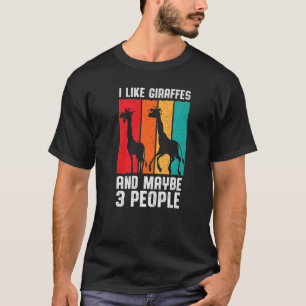Giraffe Dier I houdt van Giraffes en 3 mensen Intr T-shirt