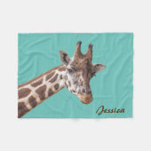 Giraffe Dier op Blauwgroen persoonlijke naam Fleece Deken (Voorkant (Horizontaal))