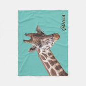Giraffe Dier op Blauwgroen persoonlijke naam Fleece Deken (Voorkant)