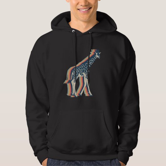 Giraffe Dier Retro Lijn Kunst Hoodie (Voorkant)