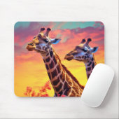 Giraffe Dier Wilderness Kleurrijke Print Muismat (Met muis)