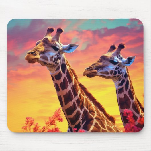 Giraffe Dier Wilderness Kleurrijke Print Muismat (Voorkant)