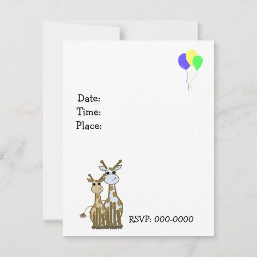 Giraffe dierdag uitnodiging (Achterkant)