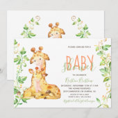 Giraffe Dieren Baby shower Kaart (Voorkant / Achterkant)