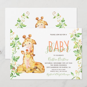 Giraffe Dieren Baby shower Kaart