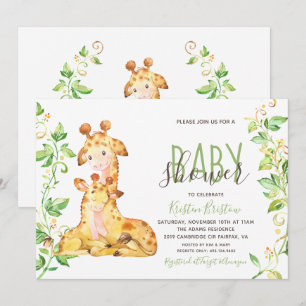 Giraffe Dieren Baby shower Kaart