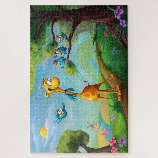 Giraffe dieren illustratie legpuzzel (Verticaal)