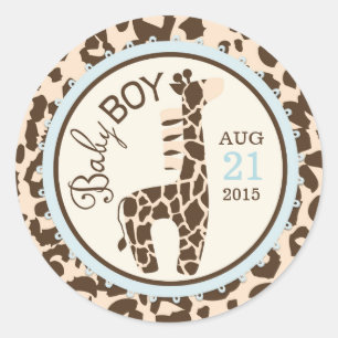 Giraffe Dierenprint Baby shower Label