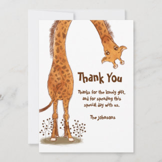 Giraffe, Dierentuin Dier Verjaardag, Personaliseer Bedankkaart
