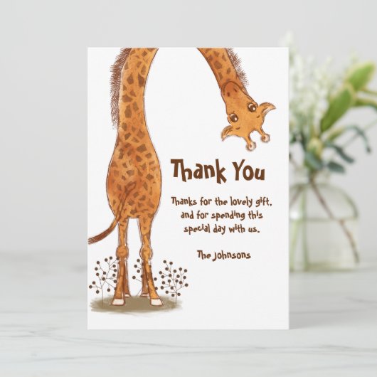 Giraffe, dierentuin Verjaardag, Bedankkaart (Staand voorkant)