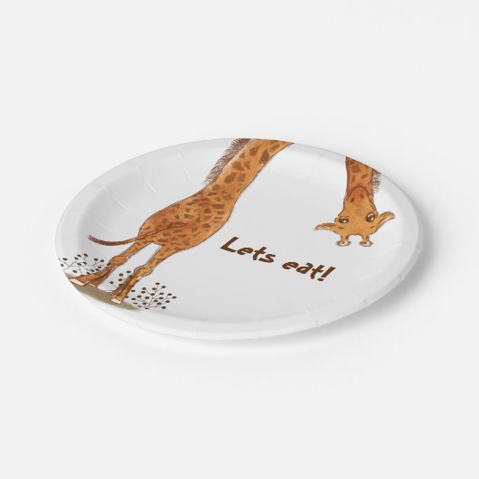 Giraffe, dierentuindieren Verjaardag Papieren Bordje (Gekanteld)