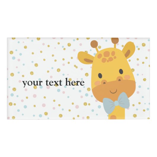 Giraffe , dierlijk naambadge (Voorkant)