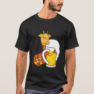 Giraffe Dierlijke Giraffe Hugging Beer Graphic Des T-shirt