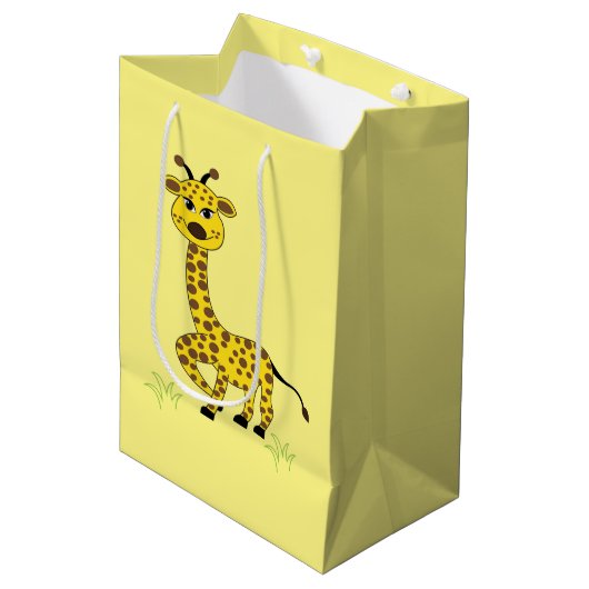 Giraffe Dierlijke Kunst Kinder Schattige Medium Cadeauzakje (Voorkant Gekanteld)