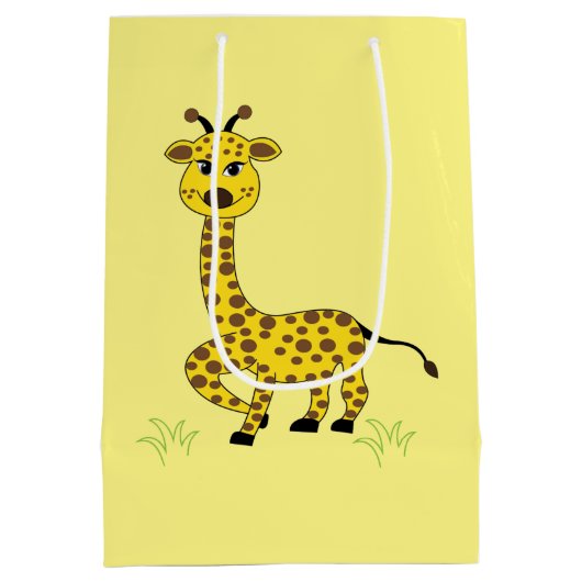 Giraffe Dierlijke Kunst Kinder Schattige Medium Cadeauzakje (Achterkant)