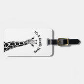 Giraffe Ding Zwart Wit Grijs Digitale Kunst Bagagelabel (Voorkant horizontaal)