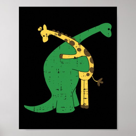 Giraffe Dinosaur Hug Love Dino Animals Safari Hall Poster (Voorkant)