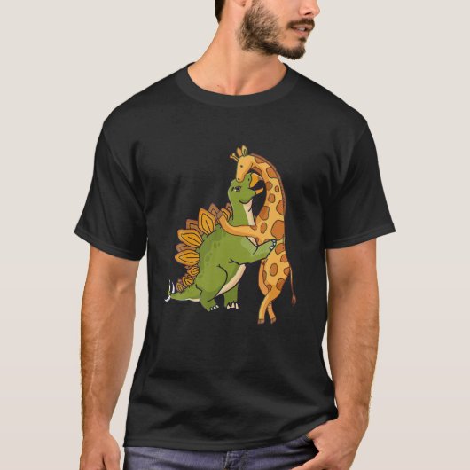 Giraffe Dinosaur Hug Love Dino Animals Safari Hall T-shirt (Voorkant)