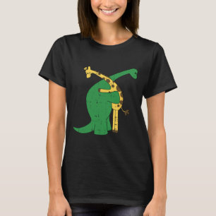 Giraffe Dinosaur Hug Love Dino Animals Safari Hall T-shirt