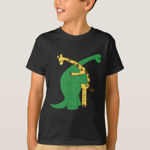 Giraffe Dinosaur Hug Love Dino Animals Safari Hall T-shirt