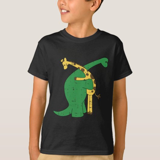 Giraffe Dinosaur Hug Love Dino Animals Safari Hall T-shirt (Voorkant)
