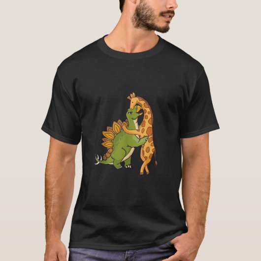 Giraffe Dinosaur Hug Love Dino Animals Safari Hall T-shirt (Voorkant)