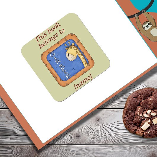 Giraffe Dit boek behoort tot Bookplate Sticker