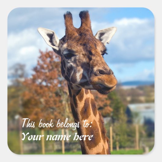 Giraffe "Dit boek behoort tot" Sticker (Voorkant)