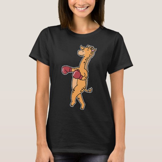Giraffe doet aan boksen t-shirt (Voorkant)