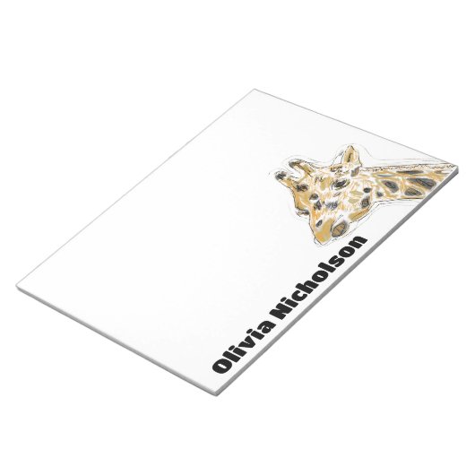 Giraffe Doodle Art Gepersonaliseerd briefpapier Notitieblok (Schuin)