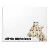Giraffe Doodle Art Gepersonaliseerd briefpapier Notitieblok (Voorkant)