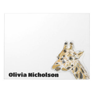 Giraffe Doodle Art Gepersonaliseerd briefpapier Notitieblok