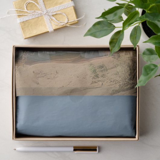 Giraffe draagt blauwe jurken bloemendecoupage tissuepapier (Geschenk)