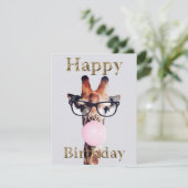 Giraffe draagt bril op gelukkige verjaardag (Staand voorkant)