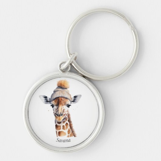 Giraffe dragen winter pet aanpasbaar sleutelhanger (Voorkant)