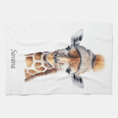 Giraffe dragen winter pet aanpasbaar theedoek (Horizontaal)