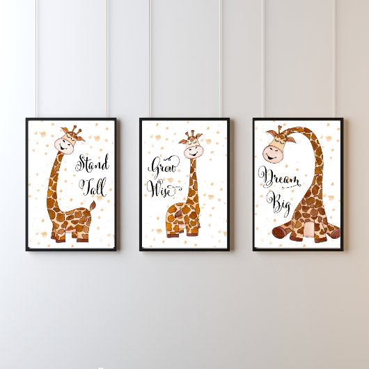Giraffe Drie Print Set Kwekerij Kinder kunst aan d